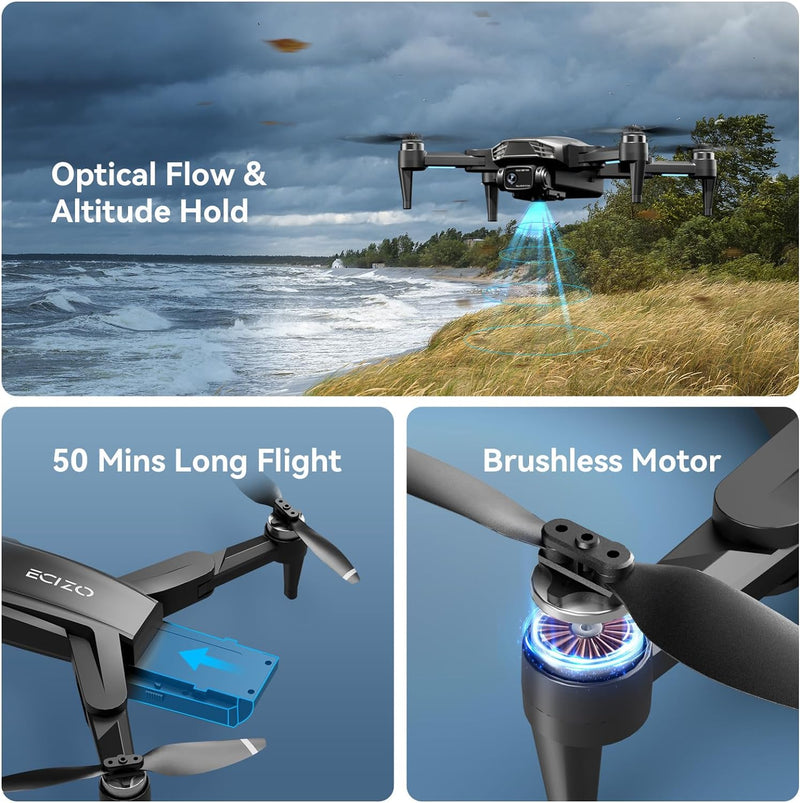 GPS Drone with Camera for Adults 4K with Brushless Motors, Auto Return Home, Long Flight Time and Distance,5G WIFI Transmission, Smart FPV Drone RC Quadcopter for Beginners Kids (Under 250G)