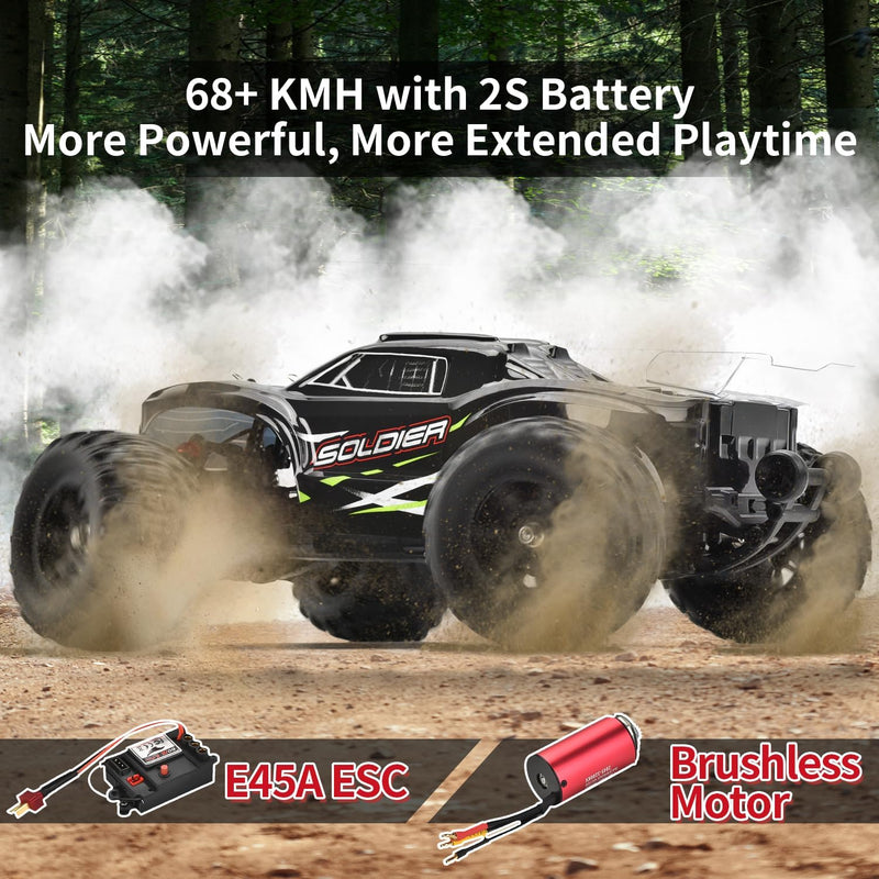 WIAORCHI 1:16 RTR Brushless High Speed RC Cars for Adults, Max 42mph Hobby Electric Off-Road Jumping RC Monster Trucks, Oil Filled Shocks 4WD Remote Control Car with 2 Batteries for Boys
