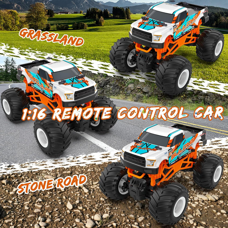 1:16 Scale RC Monster Truck - 2.4GHz All Terrain Car for Kids 4-12, 20 Km/h Off Road RC Truck, Christmas or Birthday Gift