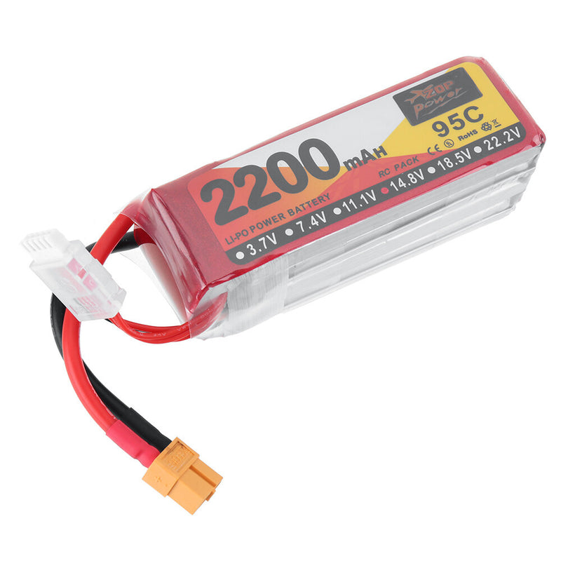 ZOP ﻿POWER 14.8V 2200mAh 95C 4S LiPo Battery XT60 Plug for RC Drone
