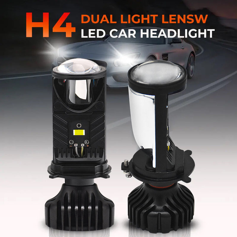 Infitary 12-36V Pair H4 LED Projector Headlight 6500K 55W Headlamp Universal for Cars and Motorcycles IP68 Waterproof
