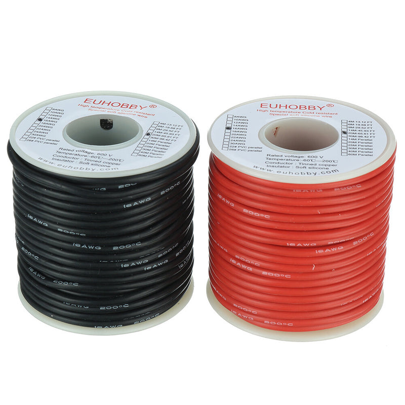 EUHOBBY 32m/40m 16AWG Soft Silicone Line High Temperature Tinned Copper Wire Cable Mix Box for RC Battery