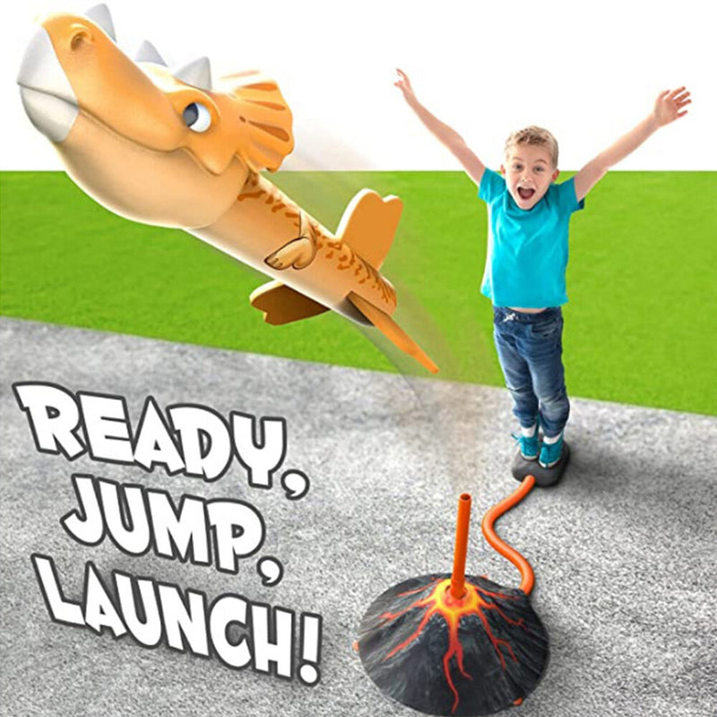 Pedal Flying Dinosaur Rocket Launcher for Kids Launch up to 100 ft Outdoor Toys Family Funny Toy
