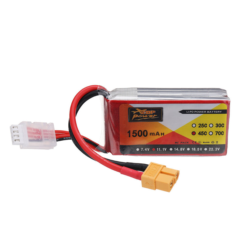 ZOP POWER 11.1V 1500mAh 45C 3S LiPo Battery XT60 Plug for RC Drone