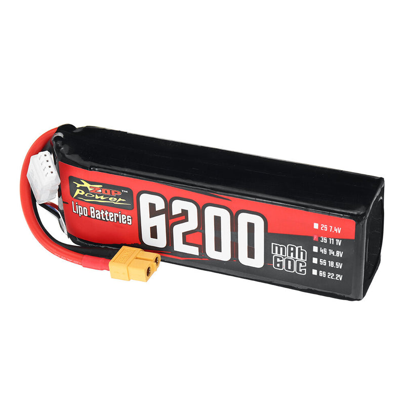 ZOP Power 11.1V 6200mAh 60C 3S 68.82Wh LiPo Battery XT60 Plug for RC Drone