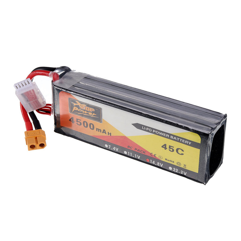 2Pcs ZOP Power 14.8V 4500mAh 4S 45C Lipo Battery XT60 Plug For RC Car Boat Quadcopter