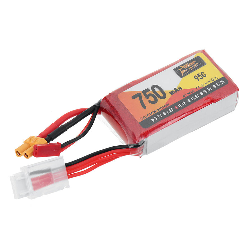 ZOP POWER 11.1V 750mAh 95C 3S LiPo Battery XT30 Plug for RC Drone