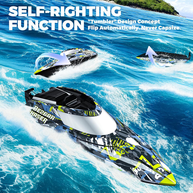 BEZGAR TX123 Remote Control Boats - Fast Speed RC Boat 32+ KPH with A Portable Suitcase for Lakes & Pools & Salt Water, Summer Toys for Adults and Ideal Gifts for Kids Boys Age 6 7 8-12 Years Old