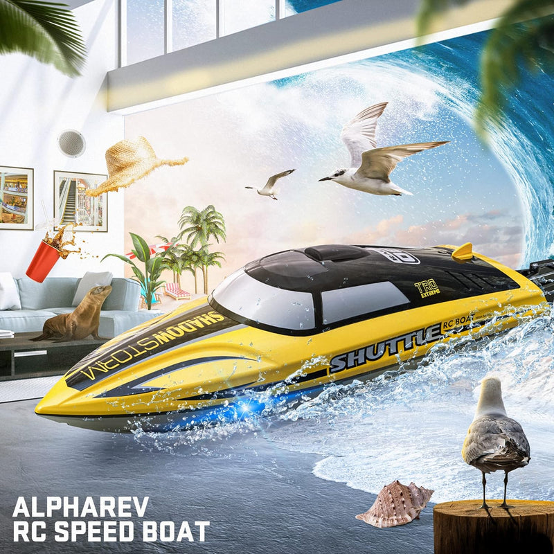 ALPHAREV RC Boat - R208 20+ MPH Fast Remote Control Boat for Pool & Lake, 2.4GHz RC Boats for Adults & Kids, Summer Water Toys Birthday Gifts for Boys