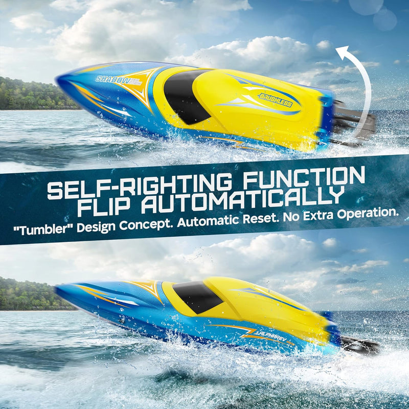 ALPHAREV Brushless RC Boats for Adults - R608 30+ MPH Fast Remote Control Boat for Pools & Lakes, 2.4GHz RC Speed Boat with Replaceable Accessories, Summer Water Toys Birthday Gifts for Boys Kids