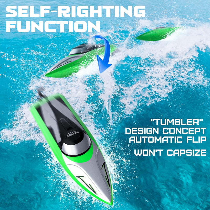 H106 RC Boat - 20+MPH Fast RC Boats for Adults & Kids, 2.4GHz Remote Control Boat for Boys, Radio Controlled Boats with Rechargeable Battery, Remote Control Boat for Pool&Lake with LED Effect