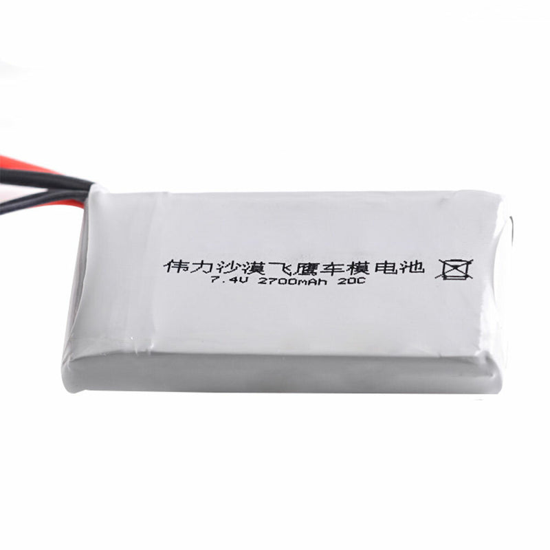 2700mAh 2S 7.4V 20C Lipo Battery T Plug for WLtoys 12428 12429 High Speed Off-Road RC Car