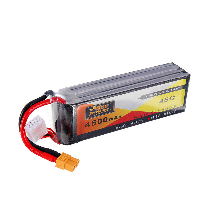 2Pcs ZOP Power 14.8V 4500mAh 4S 45C Lipo Battery XT60 Plug For RC Car Boat Quadcopter