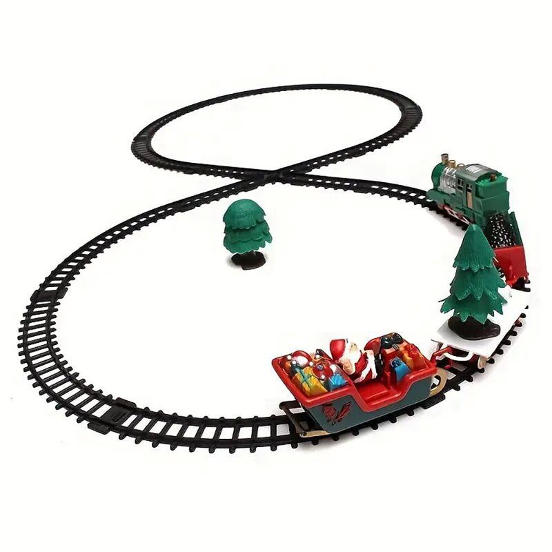 22pcs Train Toy Electric Christmas Theme Dreamy Music Track Set Children Environmental Protection Trains Toys Gifts