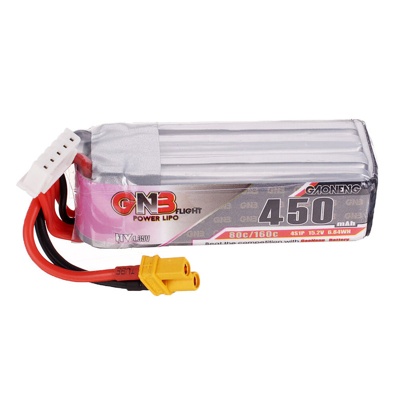 Gaoneng GNB 15.2V 450mAh 80C 4S HV LiPo Battery XT30 Plug for iFlight A85