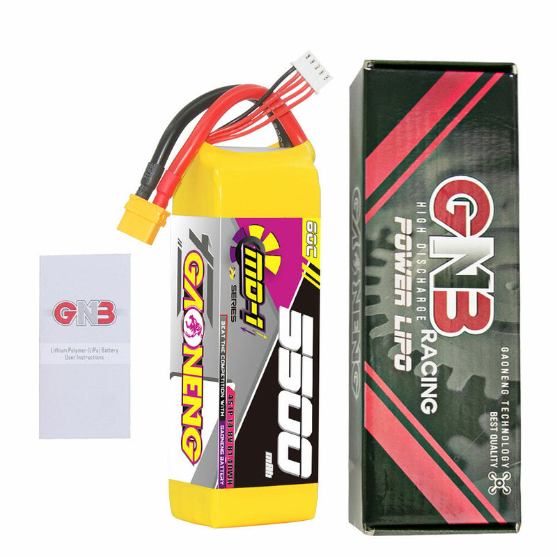 Gaoneng GNB 4S 14.8V 5500mAh 60C LiPo Battery T Plug / XT60 Plug for 1/8 Scale RC Car 700 Helicopter RC Boat MultiCopter