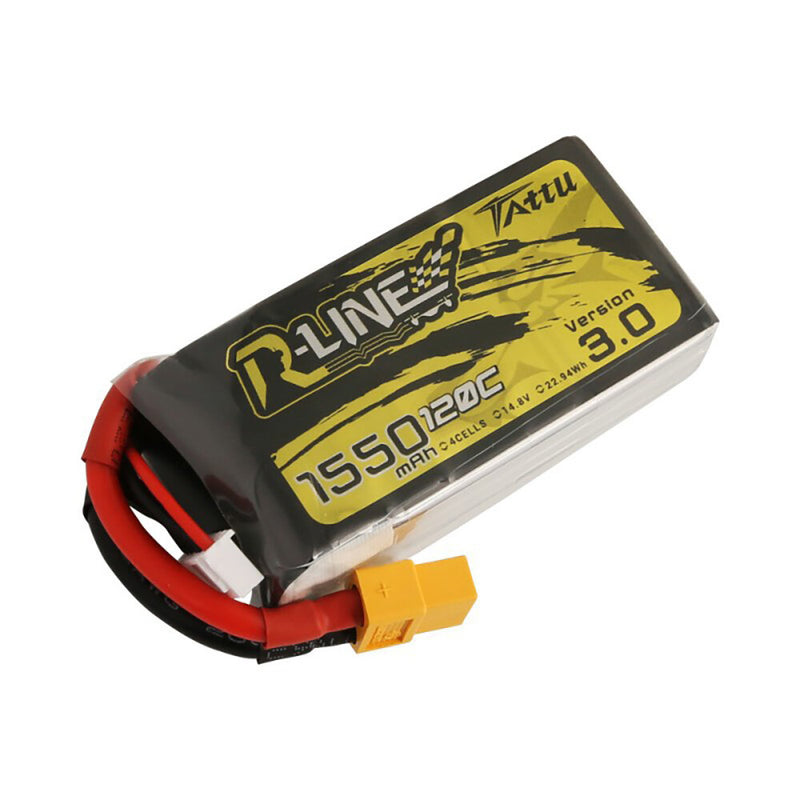 TATTU R-LINE V3.0 4S 14.8V 1550mAh 120C LiPo Battery XT60 Plug for Mark5 Analog / HD 5 Inch Freestyle RC Drone FPV Racing