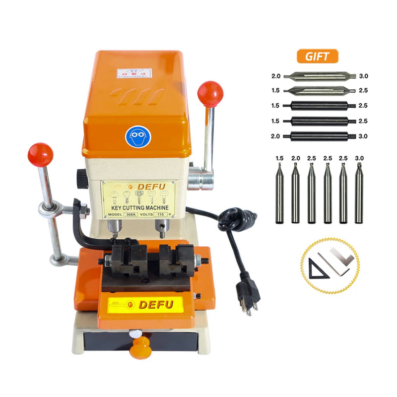 Original DEFU 368A Vertical Key Duplicating  Copier Drill Cutting Machine With 13 Pieces Full Set Of Cutter With 110V Or 220V