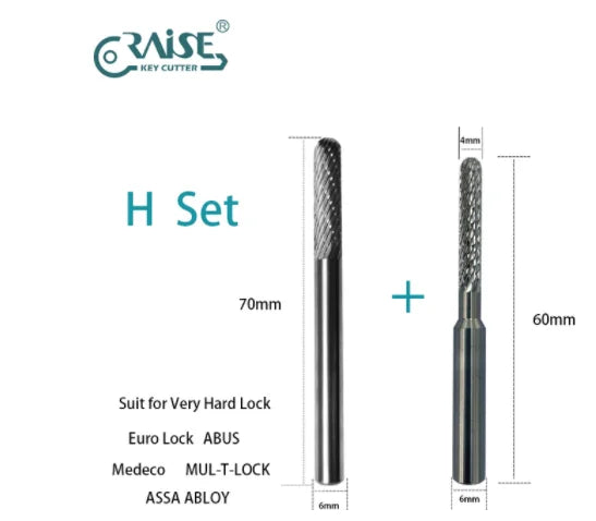 RAISE Carbide Burr Die Grinder Drill Cutter For Lock KESO ASSA ABLOY Medeco Cylinder Breaker Locksmith Tool to Open Door Locks