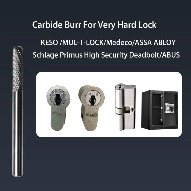 RAISE Carbide Burr Die Grinder Drill Cutter For Lock KESO ASSA ABLOY Medeco Cylinder Breaker Locksmith Tool to Open Door Locks