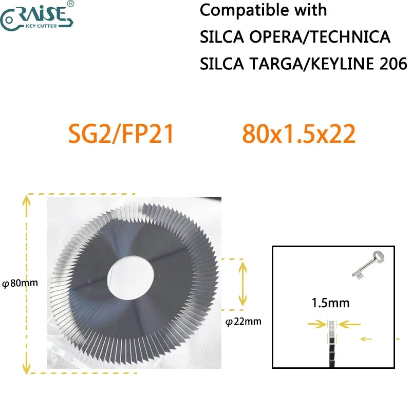 SILCA Carbide SG2W Cutter 80x1.5x22 Comaptible With SILCA OPERA TECHNICA SILCA TARGA 2000 KEYLINE 206 Key Machine Locksmith Tool