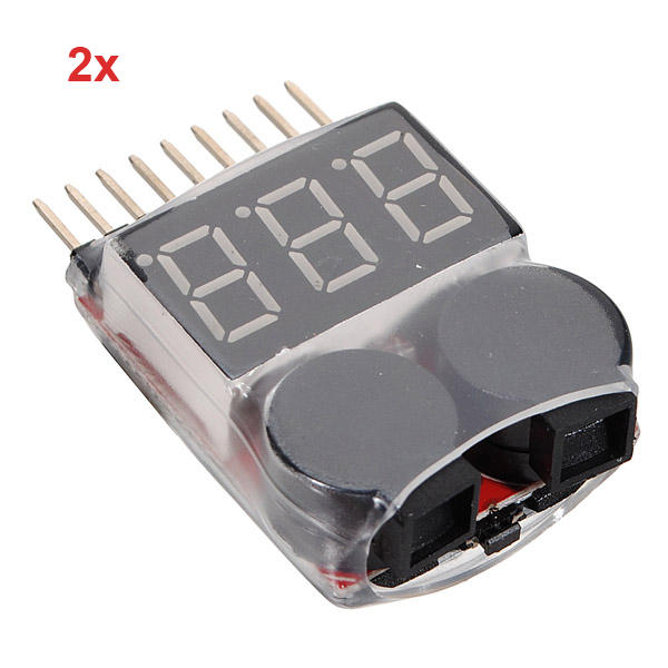 2 x 2 in 1 Lipo Battery Low Voltage Tester 1S-8S Buzzer Alarm
