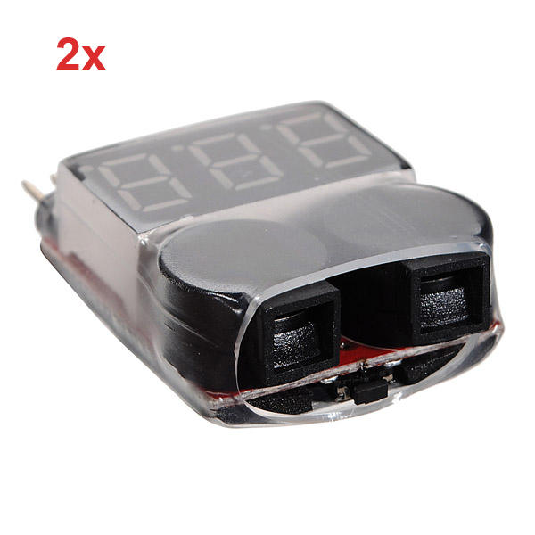 2 x 2 in 1 Lipo Battery Low Voltage Tester 1S-8S Buzzer Alarm