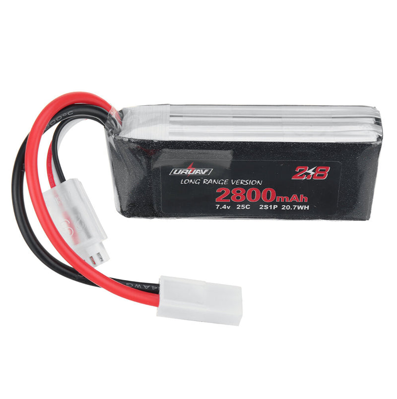 2Pcs URUAV 7.4V 2800mAh 25C 2S LiPo Battery Small Tamiya Plug for RC Car