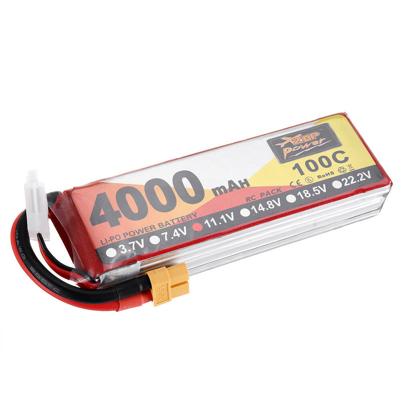 ZOP Power 11.1V 4000mAh 100C 3S Lipo Battery XT60 Plug for RC Racing Drone