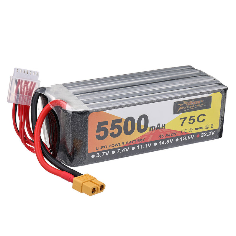 ZOP POWER 22.2V 5500mAh 75C 6S LiPo Battery XT60 Plug for RC Drone