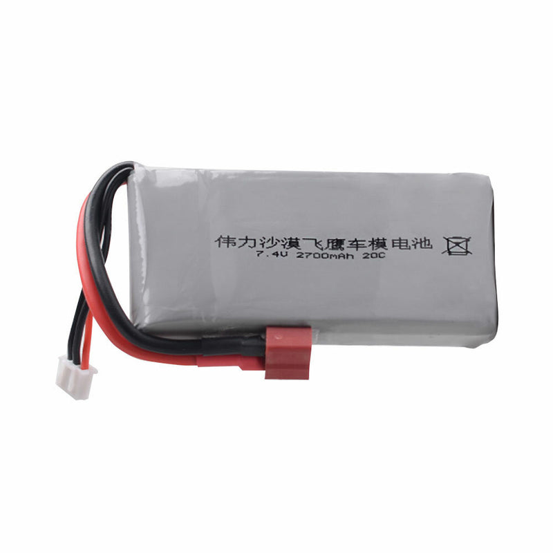 2700mAh 2S 7.4V 20C Lipo Battery T Plug for WLtoys 12428 12429 High Speed Off-Road RC Car