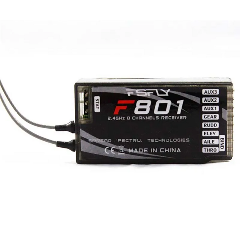 FSFLY F801 2.4GHz 8CH PPM DSM-X/DSM2 Receiver Support Spektrum DX6 DX7 DX8 DSM2 JR Transmitter for RC Helicopters Airplane