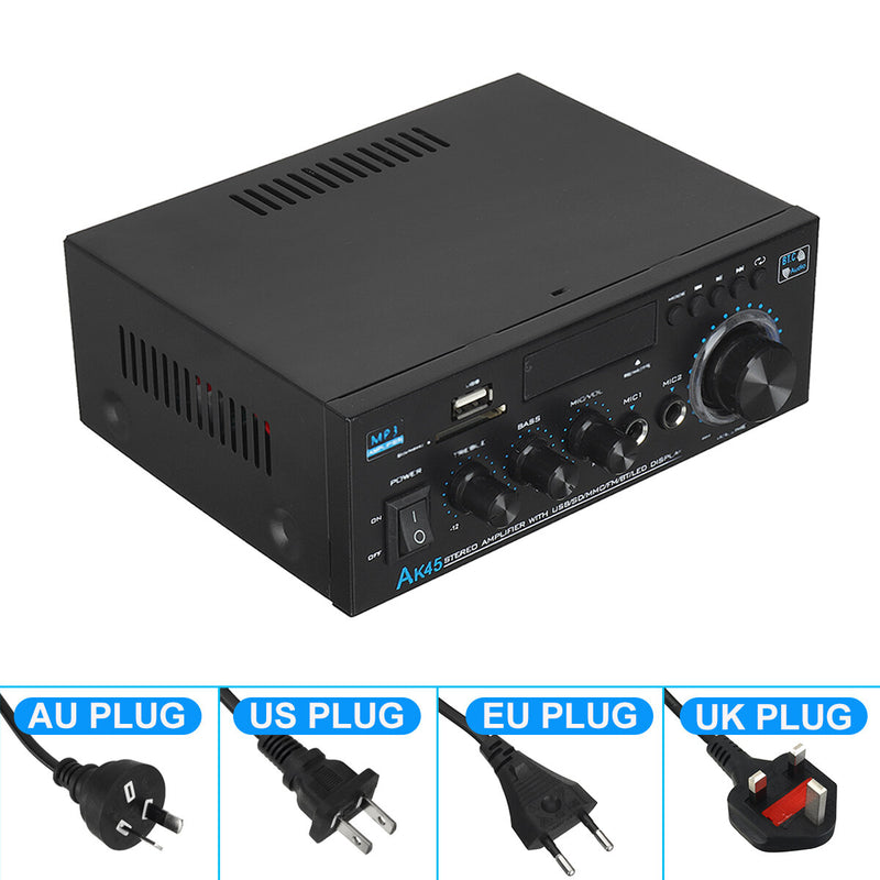 AK45 Power Amplifier bluetooth HiFi Digital Amplifier Max Power 90Wx2 Channel 2.0 Surround Sound AMP Speaker for Home Car