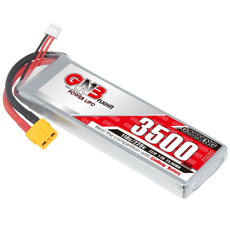 GAONENG GNB 7.4V 3500mAh 110C 2S LiPo Battery XT60 T Plug for 1/10 Scale Off Road and On Road RC Car