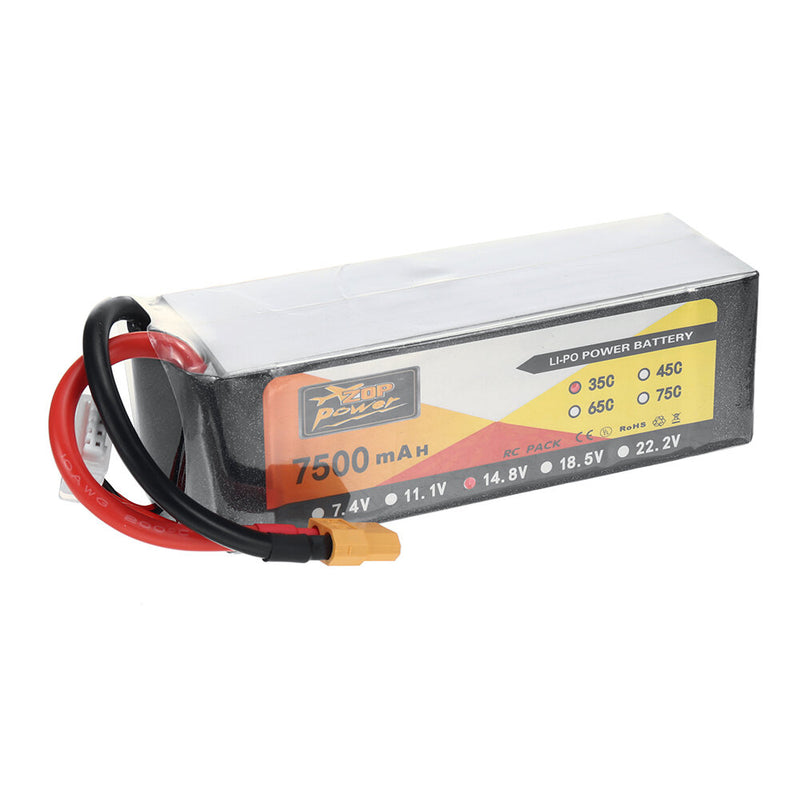 ZOP Power 14.8V 7500mAh 35C 4S1P LiPo Battery XT60 Plug for RC Drone