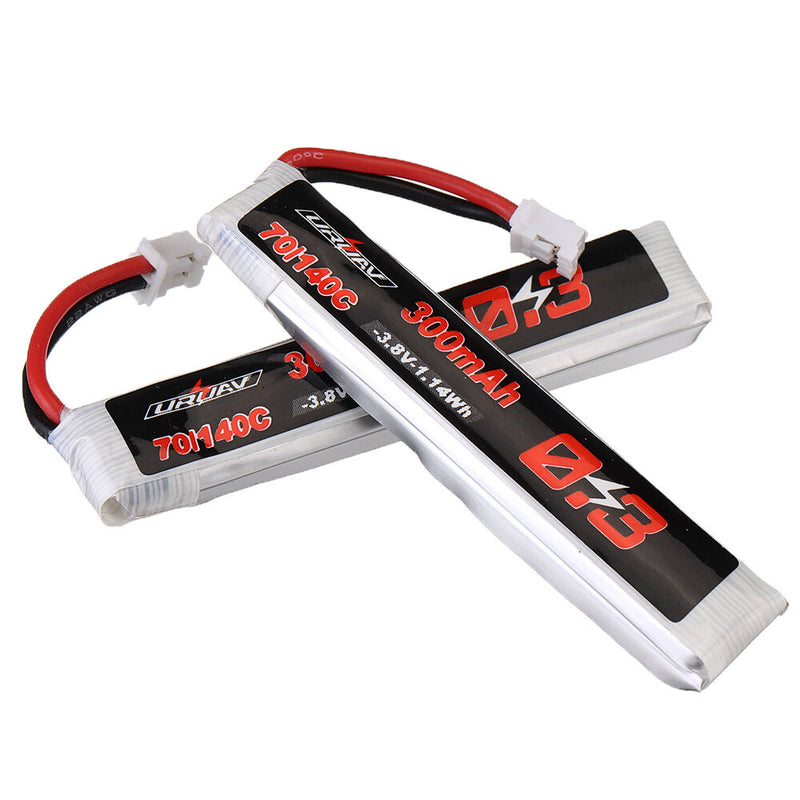 5Pcs URUAV 3.8V 300mAh 70C/140C 1S Lipo Battery PH2.0 Plug for Eachine TRASHCAN Snapper6 7 Mobula7