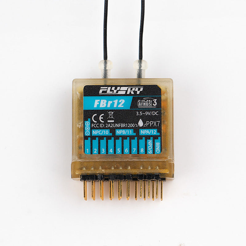 FlySky FBr12 2.4GHz 12CH Enhanced AFHDS 3 Receiver PWM PPM i-BUS S.BUS i-BUS 2 Output for FRM303 Module/PL18/NB4/NB4 Pro Transmitters