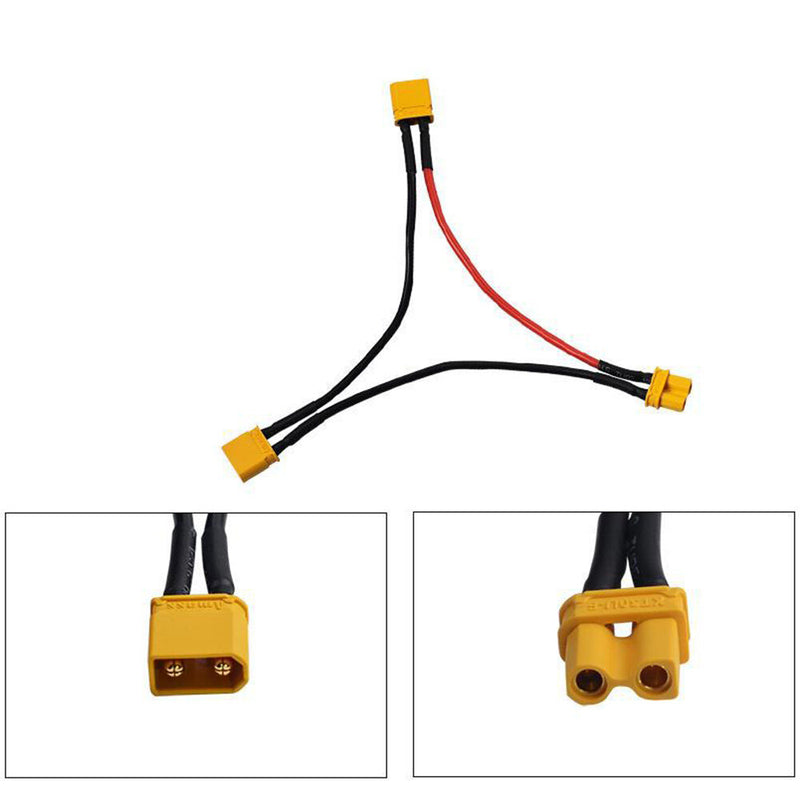 Amass XT30 Series Battery Pack Connector Adapter Cable 1 Female to 2 Male 18AWG 10CM Cable for RC Lipo Battery