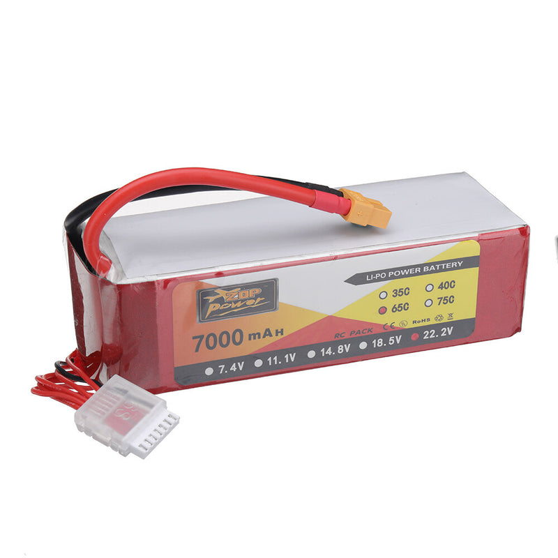 ZOP POWER 22.2V 7000mAh 65C 6S LiPo Battery XT60 Plug for RC Drone