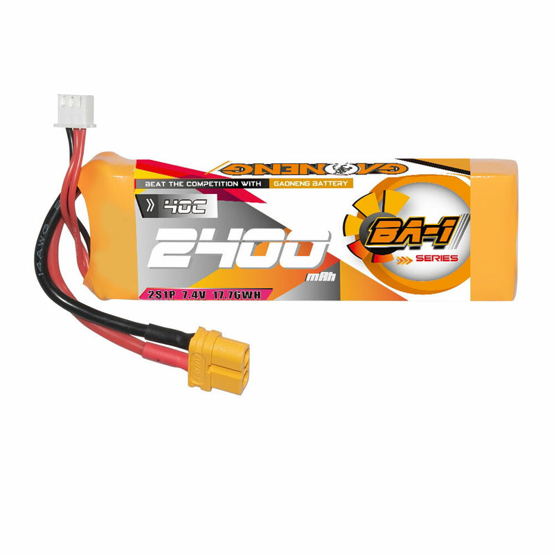 Gaoneng GNB 7.4V 2400mAh 40C 2S LiPo Battery T Plug / XT60 Plug for 1/12 1/14 1/16 RC Car Volantexrc RC Boat Aerial Photography Model