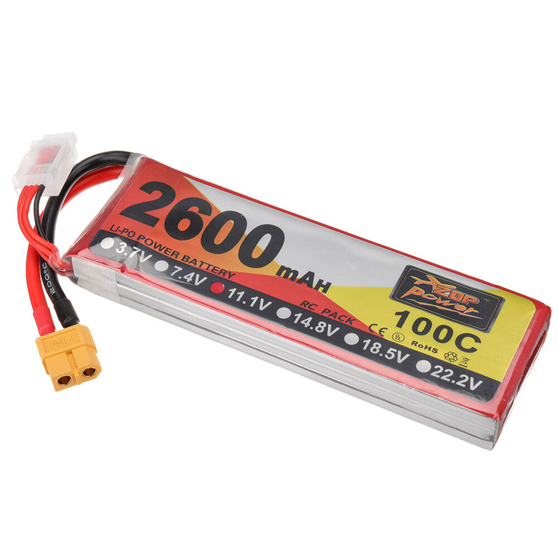 ZOP Power 11.1V 2600mAh 100C 3S LiPo Battery XT60 Plug for RC Drone