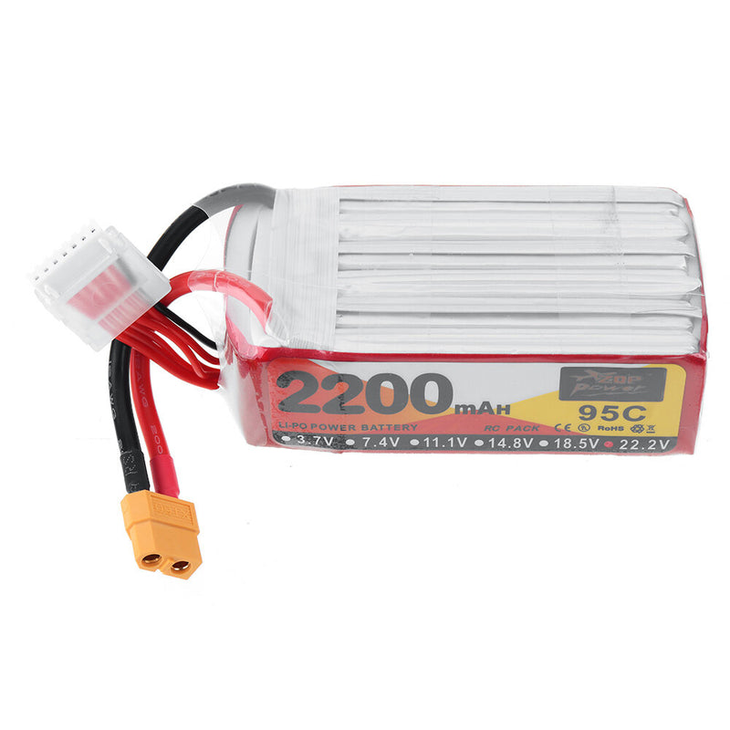 ZOP POWER 22.2V 2200mAh 95C 6S LiPo Battery XT60 Plug for RC Drone