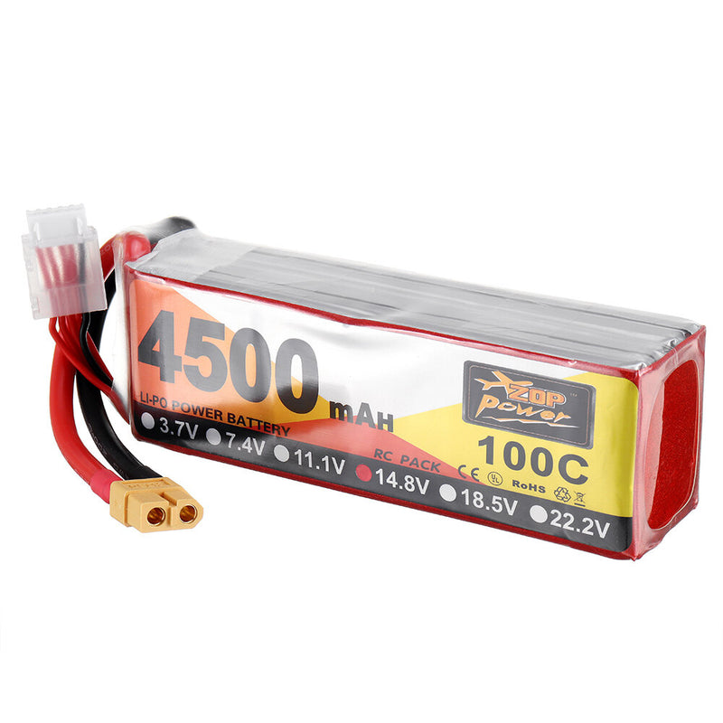 ZOP Power 14.8V 4500mAh 100C 4S Lipo Battery XT60 Plug for FPV RC Drone