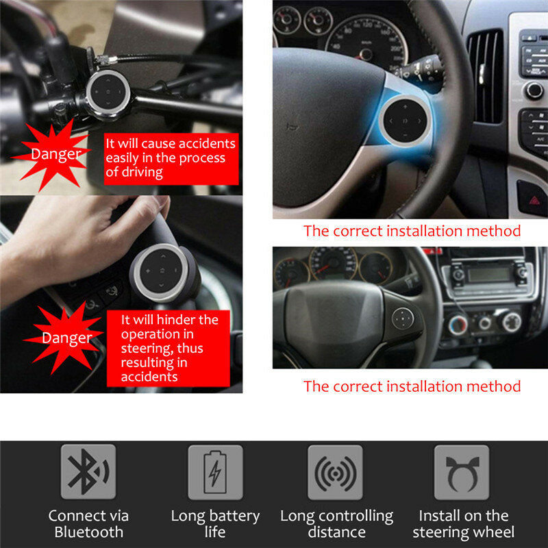 Car Wireless Bluetooth Controller Mobile Phone Multimedia Multi-functional Steering Wheel Remote Controller
