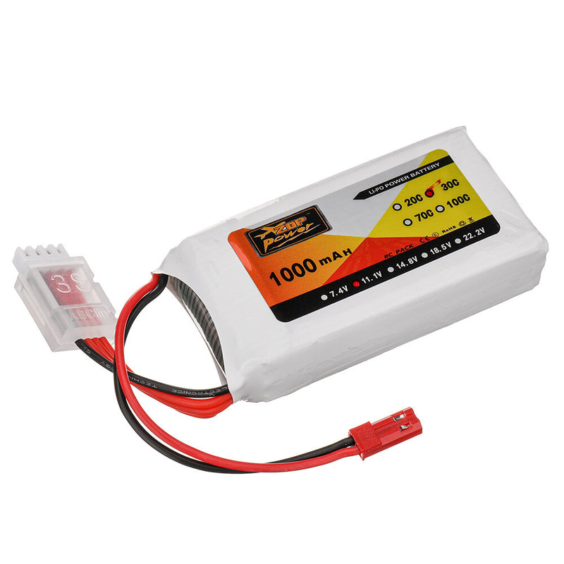 ZOP Power 11.1V 1000mAh 30C 3S LiPo Battery JST Plug for RC Drone