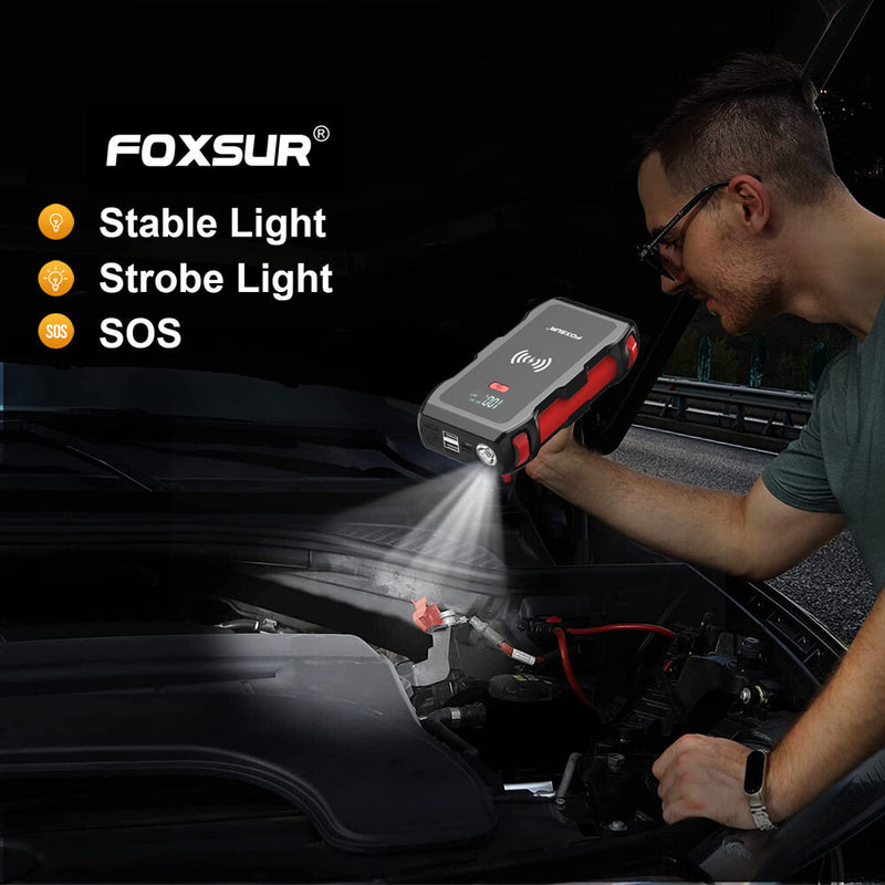 FOXSUR 26800mAh Jump Starter 12V Power Bank Car Emergency Startup Power Supply 5V/2A With LED Light
