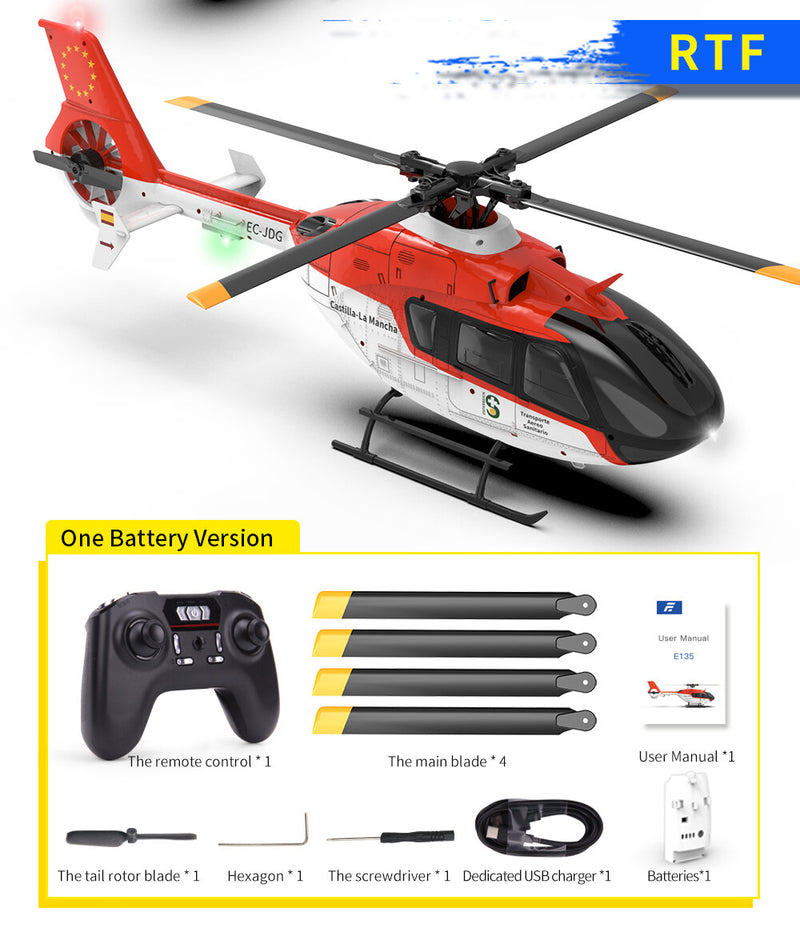 Eachine E135 2.4G 6CH Direct Drive Dual Brushless One Key 3D Roll Flybarless 1:36 EC135 Scale RC Helicopter RTF