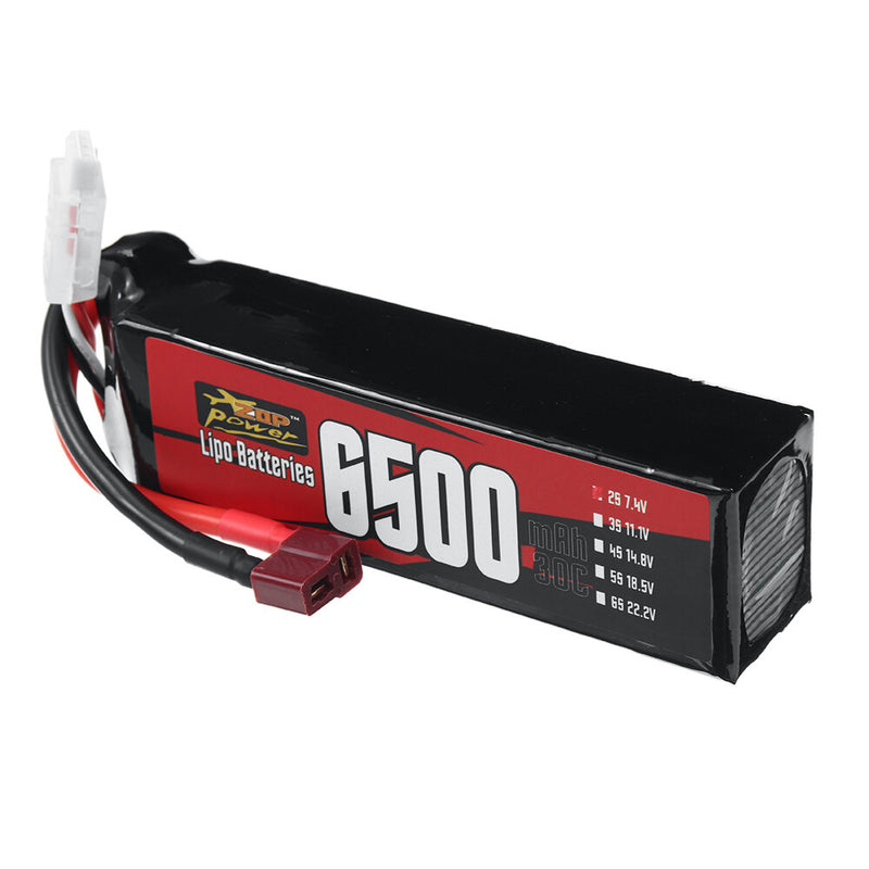 ZOP Power 2S 7.4V 6500mAh 30C 48.1Wh LiPo Battery T Plug for RC Car