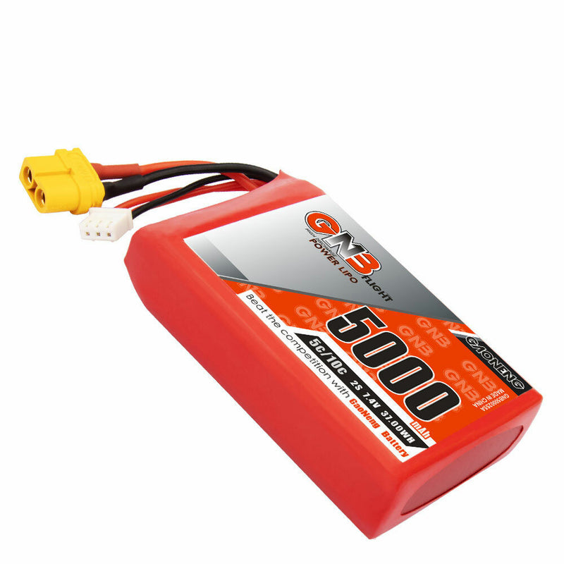 Gaoneng 7.4V 5000mAh 5C 2S LiPo Battery XT60 Plug for Radiomaster TX16S Transmitter