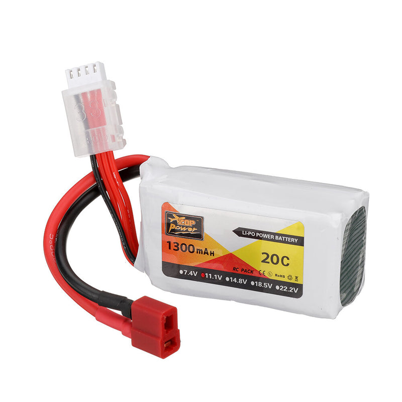 ZOP Power 11.1V 1300mAh 20C 3S LiPo Battery T Plug for RC Car